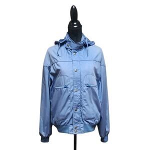 Pacific Trail Sportswear Vintage Women's Large Blue Zip-Up & Snap Hooded Jacket